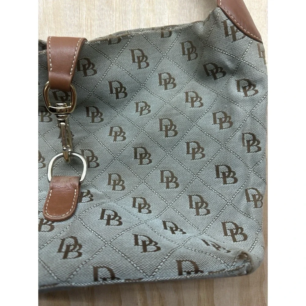 Dooney&Bourke Brown Canvas Monogram Logo Leather‎ Accent bag *flaws* Clean